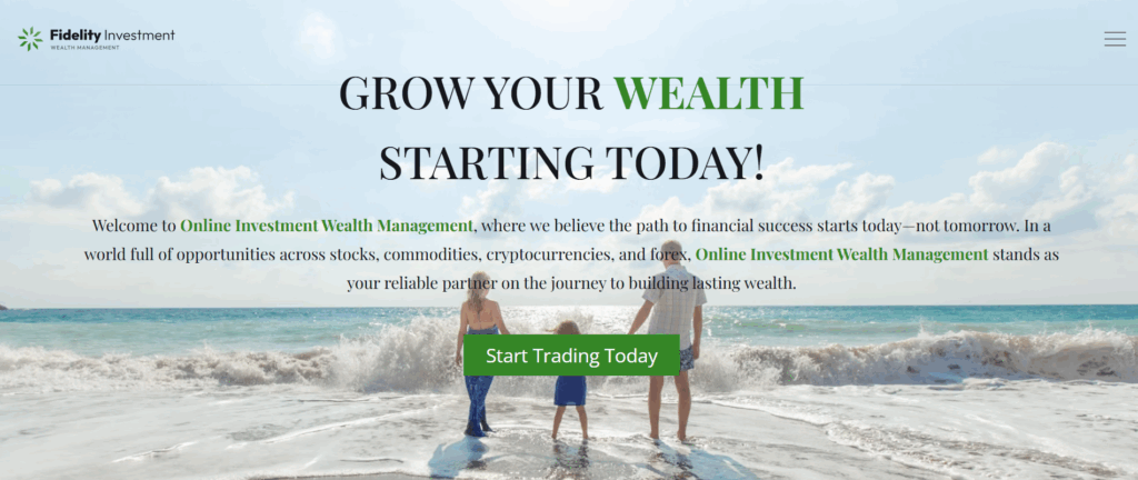 Fidelity Investment Wealth Management homepage Fidelity Investment Wealth Management homepage